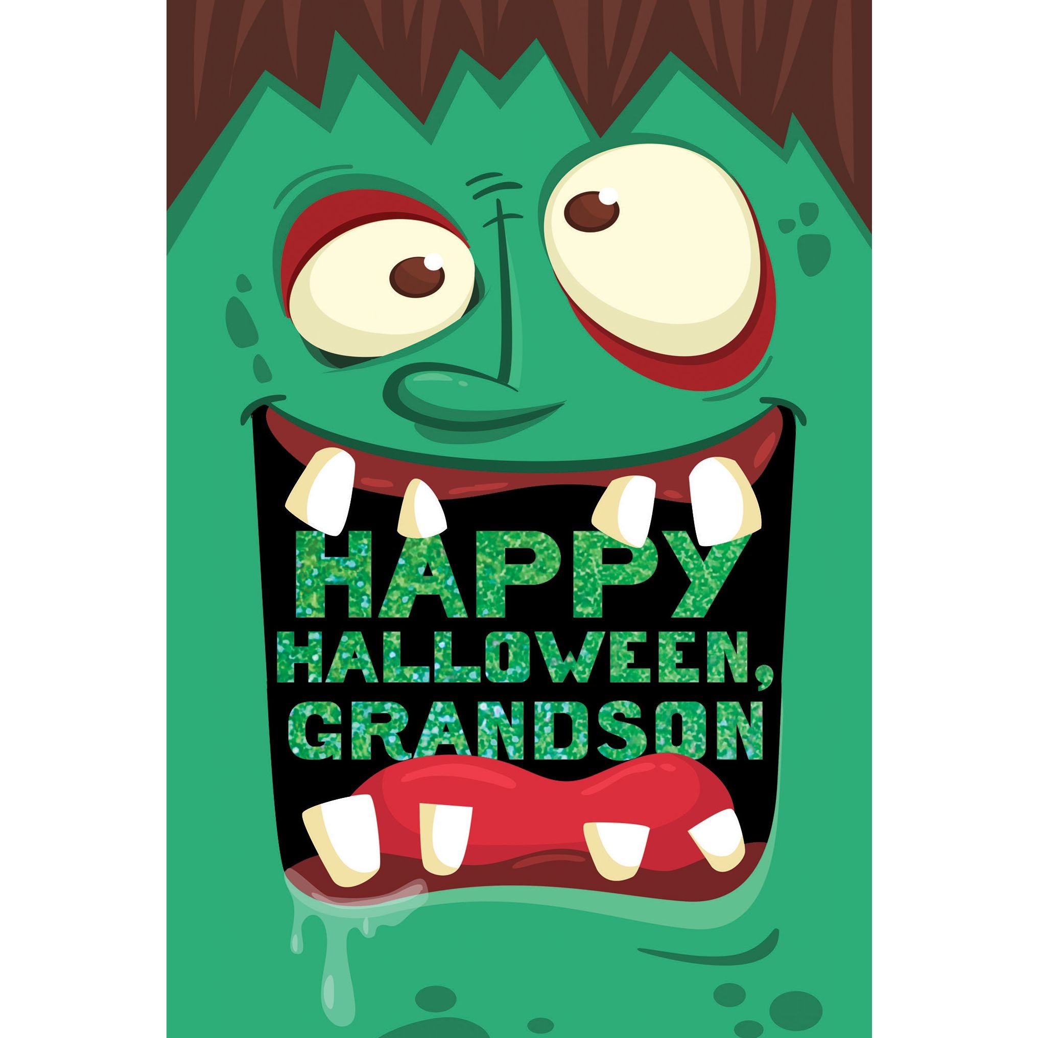 Frankenstein Face Halloween Card Grandson